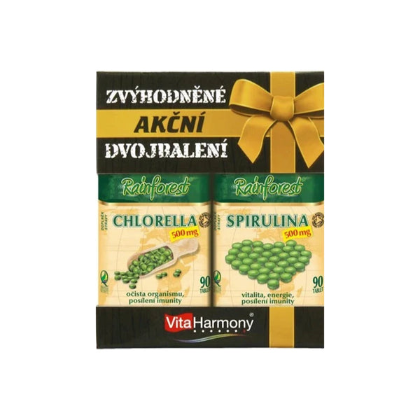 Zvýhodněné dvojbalení: Chlorella 500 mg + Spirulina 500 mg (90+90 tbl.)